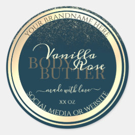 高貴ダークブルー製品包装ラベル金ゴールド枠 ラウンドシール