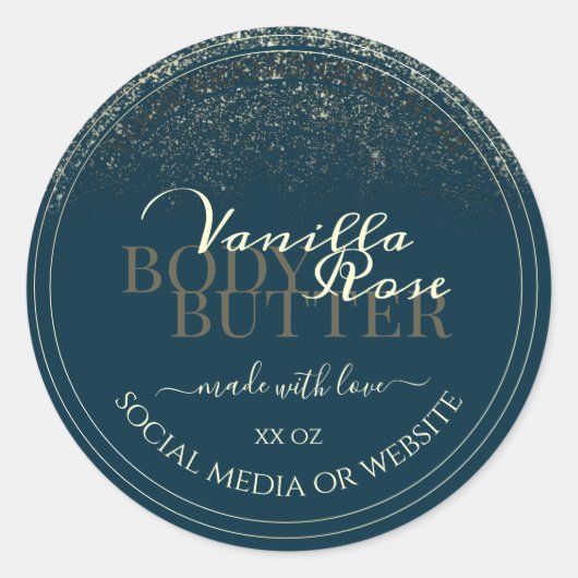 高貴ダークブルー製品包装ラベル金ゴールド枠 ラウンドシール (正面)