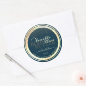 高貴ダークブルー製品包装ラベル金ゴールド枠 ラウンドシール (封筒)