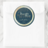 高貴ダークブルー製品包装ラベル金ゴールド枠 ラウンドシール (バッグ)