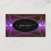 高貴ブラックパープルスパークル華美ジュエルズモノグラム 名刺 (正面)