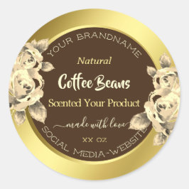 高貴金ゴールドブラウンフローラ製品の包装ラベル ラウンドシール