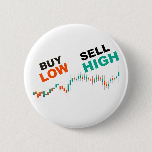 高買売高の株式市場取引 缶バッジ (正面)