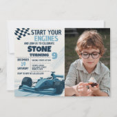 高速およびおもしろい編集可能パーティーカード(写真付き) 招待状 (正面)