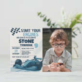 高速およびおもしろい編集可能パーティーカード(写真付き) 招待状 (スタンド正面)