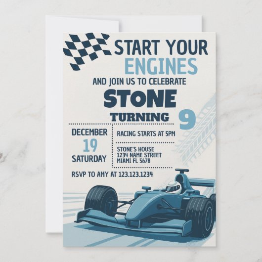 高速およびおもしろい編集可能パーティーカード 招待状 (正面)