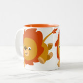 高速かわいい漫画ライオンのマグカップ ツートーンマグカップ (正面左)