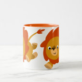 高速かわいい漫画ライオンのマグカップ ツートーンマグカップ (中央)