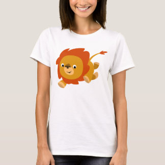 高速かわいい漫画ライオン女性Tシャツ Tシャツ