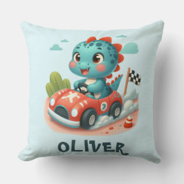 高速の車を運転するかわいいレーサーDino クッション