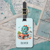 高速の車を運転するかわいいレーサーDino ラゲッジタグ