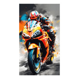 高速オートバイのライダーはっきりした-、ダイナミック フォトプリント