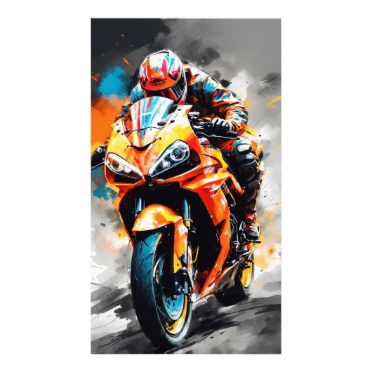 高速オートバイのライダーはっきりした-、ダイナミック フォトプリント            (正面)