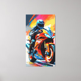 高速オートバイレース キャンバスプリント