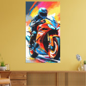 高速オートバイレース キャンバスプリント (インサイチュ (リビング))