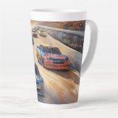 高速カラフルトワイライトレーシングシーン カフェラテマグ (右アングル)