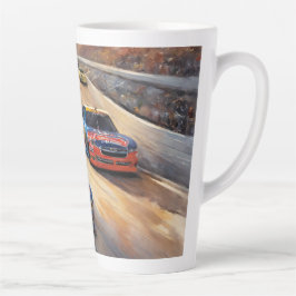 高速カラフルトワイライトレーシングシーン カフェラテマグ