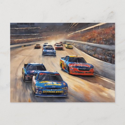 高速カラフルトワイライトレーシングシーン シーズンポストカード (正面)