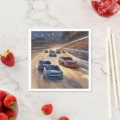 高速カラフルトワイライトレーシングシーン スタンダードカクテルナプキン (インサイチュ)