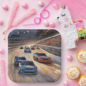 高速カラフルトワイライトレーシングシーン ペーパープレート (パーティー)