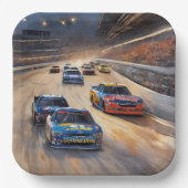 高速カラフルトワイライトレーシングシーン ペーパープレート (正面)