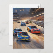 高速カラフルトワイライトレーシングシーン ポストカード (正面/裏面)