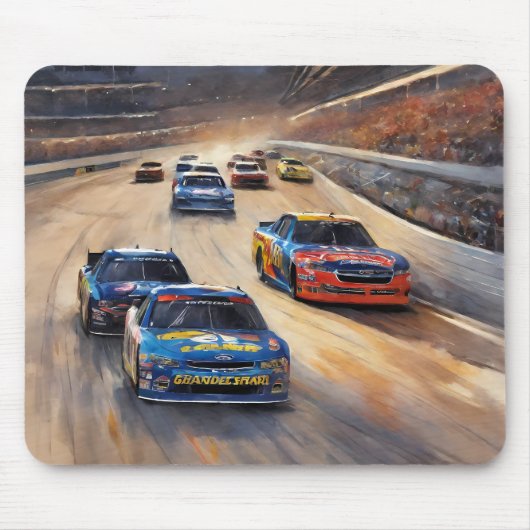 高速カラフルトワイライトレーシングシーン マウスパッド (正面)