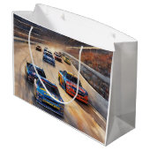 高速カラフルトワイライトレーシングシーン ラージペーパーバッグ (裏面アングル)