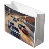 高速カラフルトワイライトレーシングシーン ラージペーパーバッグ (正面アングル)