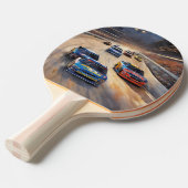 高速カラフルトワイライトレーシングシーン 卓球ラケット (正面アングル)