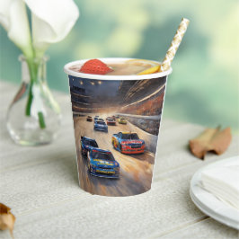 高速カラフルトワイライトレーシングシーン 紙コップ