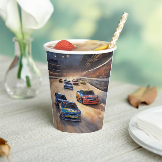 高速カラフルトワイライトレーシングシーン 紙コップ (インサイチュ)