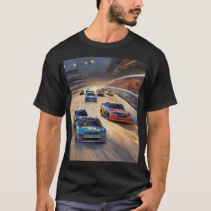 高速カラフルトワイライトレーシングシーン Tシャツ