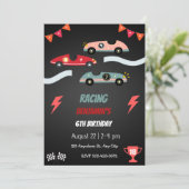 高速カーレース誕生日パーティーの招待状 招待状 (スタンド正面)