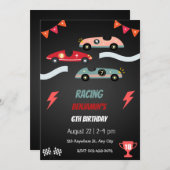 高速カーレース誕生日パーティーの招待状 招待状 (正面/裏面)