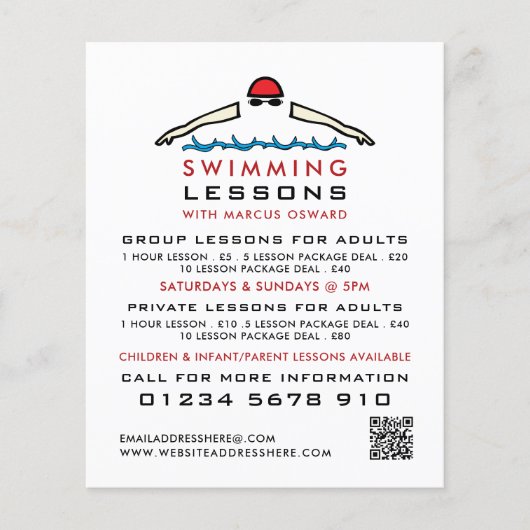 高速スイミングアイコン、スイミングレッスン広告ス チラシ (正面)