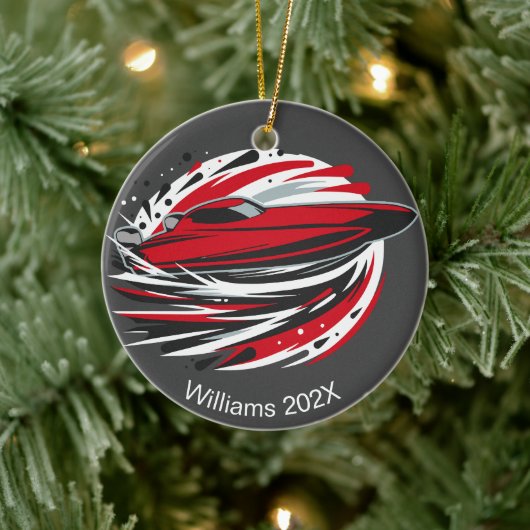 高速パーソナライズされた動的オフショア・ボート セラミックオーナメント (ツリー)