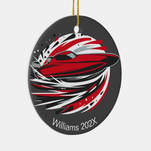 高速パーソナライズされた動的オフショア・ボート セラミックオーナメント (右)