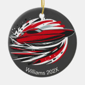 高速パーソナライズされた動的オフショア・ボート セラミックオーナメント (正面)