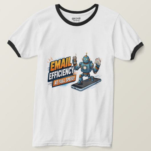 高速メール処理ロボット Tシャツ (デザイン正面)