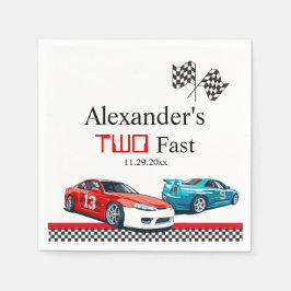 高速レッドレースカー2台 スタンダードカクテルナプキン