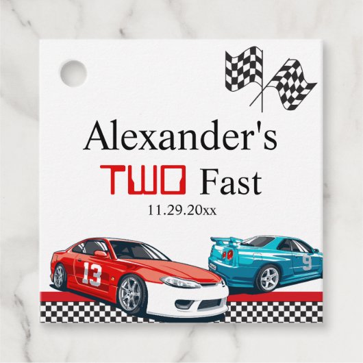 高速レッドレースカー2台 フェイバータグ (正面)