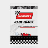 高速レトロレッドカーレーストラックボーイ誕生日へようこそ アクリルサイン (正面)