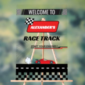 高速レトロレッドカーレーストラックボーイ誕生日へようこそ アクリルサイン (ニュートラル)