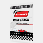 高速レトロレッドカーレーストラックボーイ誕生日へようこそ アクリルサイン (傾斜)