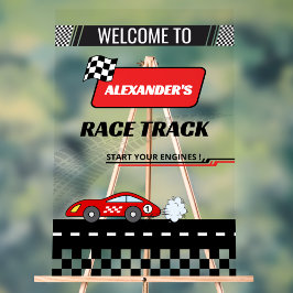 高速レトロレッドカーレーストラックボーイ誕生日へようこそ アクリルサイン