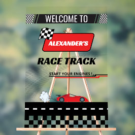 高速レトロレッドカーレーストラックボーイ誕生日へようこそ アクリルサイン