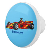 高速レーシングカーの漫画イラストレーション セラミックノブ (右)