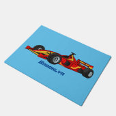 高速レーシングカーの漫画イラストレーション ドアマット (アングル)
