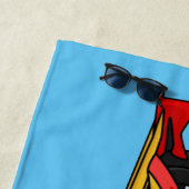 高速レーシングカーの漫画イラストレーション ビーチタオル (インサイチュ)